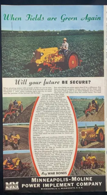 Magazine Ad* - 1945 - Minneapolis Moline Tractors - World War 2