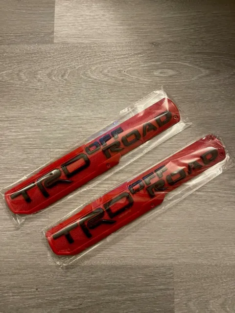 2x TRD 3D Red Black Right & Left Side Badge Emblem Door OFF ROAD Tacoma Tundra