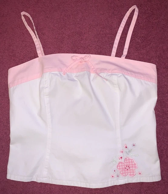 Girls white & pink camisole top / sun top by Next age 13 - 14 years BNWOT