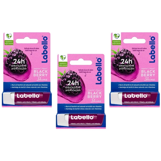 3pz Labello Blackberry Shine Burrocacao balsamo labbra allea mora vegano 5,5ml