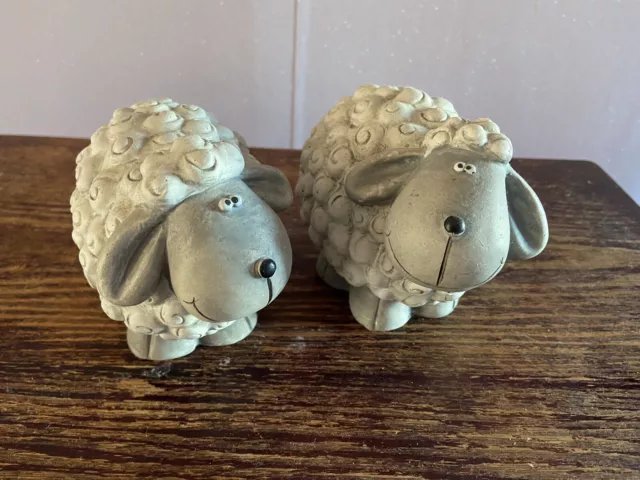 Set Of Two Really Cute Ceramic Decorative Sheep Ornaments