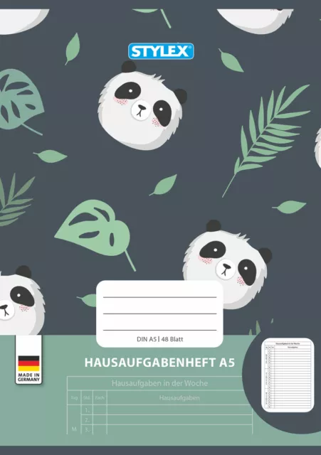 Hausaufgabenheft / A5 / 48 Blatt / "Panda"