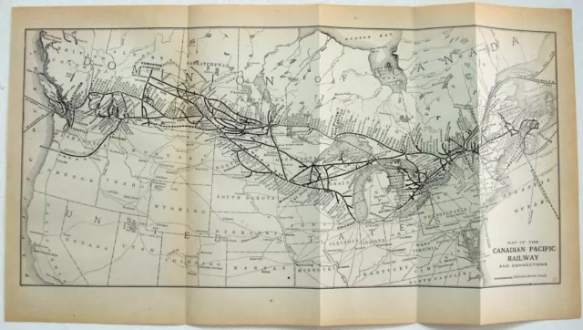 Canadian Pacific Railway - Original 1912 Route Map. Vintage Railroad