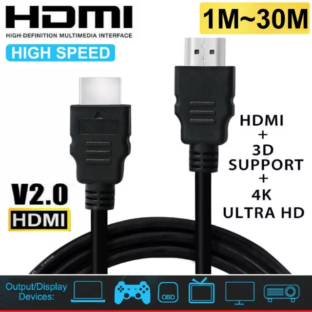 HDMI Cable Lead  Cord 1m 1.5m 3m 5m 10m 15m 30m For ULTRA HD UHD 4K TV Monitor