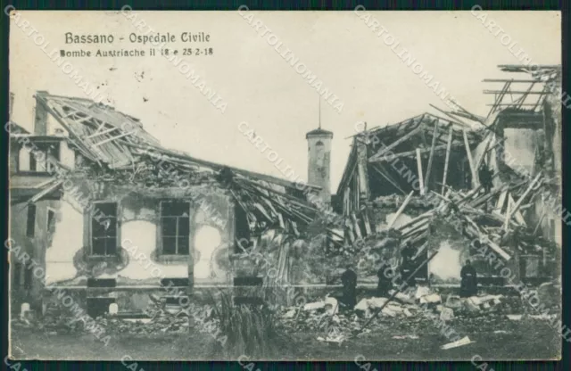 Vicenza Bassano Civil Hospital Ruins of War ABRASA HOLE postcard VK0100