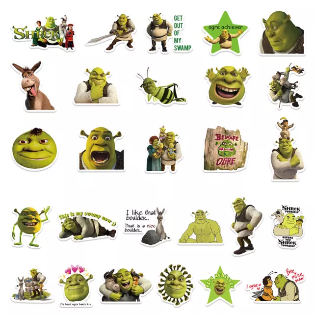 50X Shrek Movie Character Puss in Boots Donkey Princess Fiona Kids Teen Stickers 3