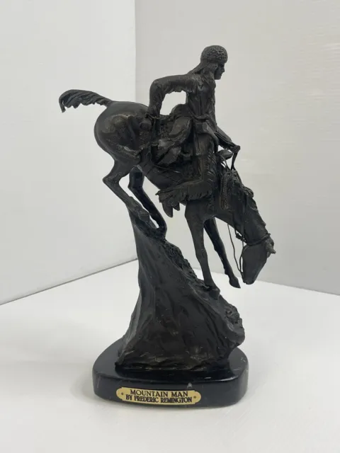 Vintage "Mountain Man" By Frederic Remington Bronze Sculpture Solid Marble Base