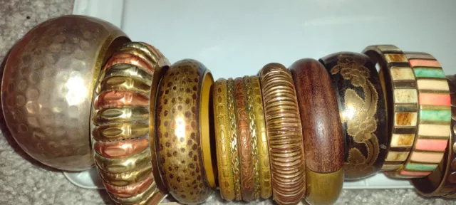 Lot Of 22 Brass And Copper Bracelets