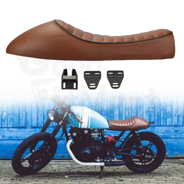 Universal Brown Motorcycle Cafe Racer Seat Hump Saddle For Yamaha Honda Suzuki