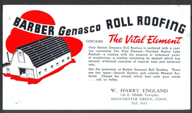 Barber Genasco Roll Barn Roofing Manchester CT blotter