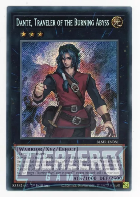 Yugioh Dante, Traveler of the Burning Abyss BLMR-EN081 Secret Rare 1st Ed NM