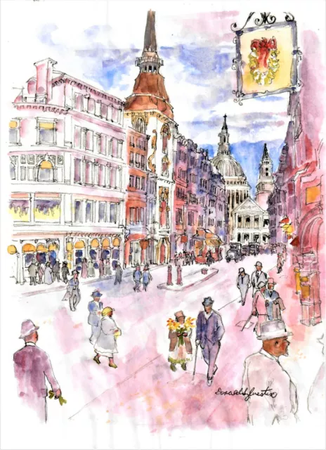 Old London's Fleet Street, England Art Print, London Art Print, London Art