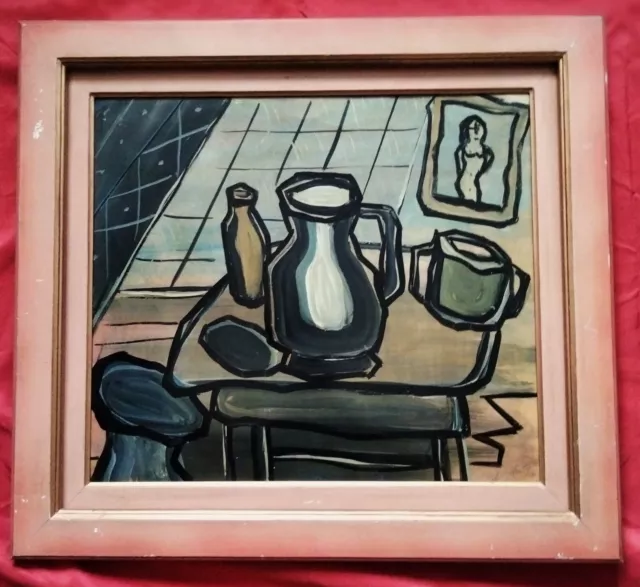 Superbe huile cubiste  par Henri D'Anty1910-1998 "  Nature morte "