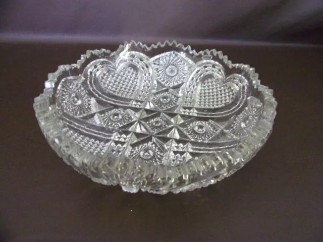 Vintage ABP Cut Glass Bowl With Sawtooth Rim (Imperfect)