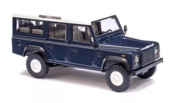 Busch 50302 HO Scale 1983 Land Rover Defender SUV - Assembled Blue, White