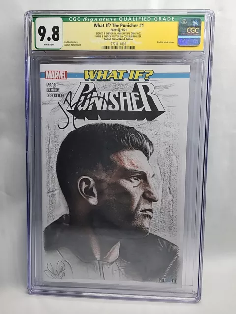 MARVEL COMICS What If Punisher #1 CGC SS 9.8 SKETCH VARIANT signed Jon Bernthal
