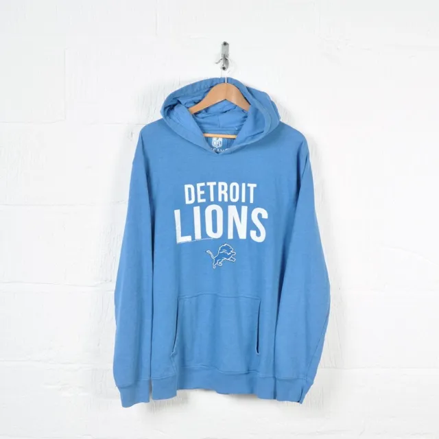 Vintage NFL Detroit Lions Hoodie Sweatshirt Blue XL