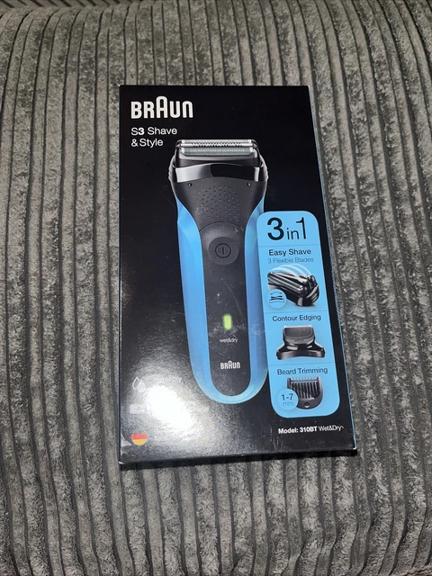 Kit de afeitadora húmeda y seca Braun serie 3 - negra/azul (310BT)