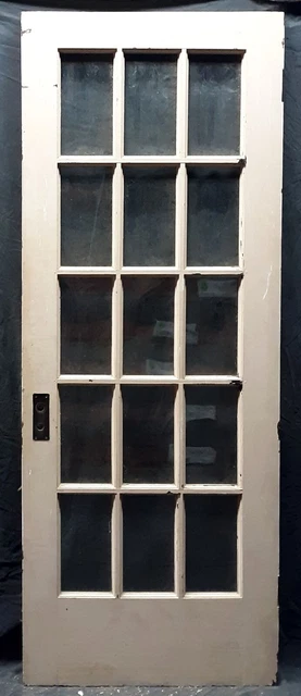 31.5"x83.5"x1.75" Antique Vintage Old Wood Wooden French Door Window Wavy Glass 2