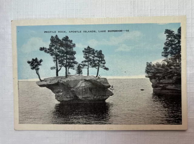 Vintage Profile Rock, Apostle Islands, Lake Superior Wisconsin Postcard