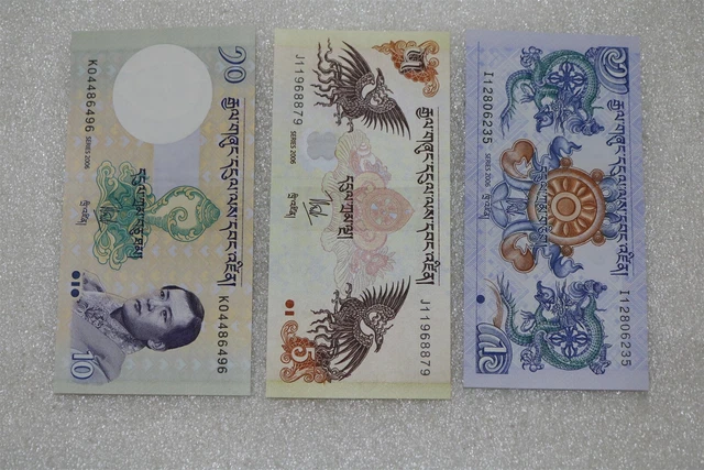 Bhutan - 3 Old Banknotes B27 #790