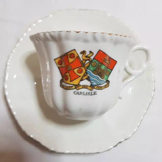 Grafton China,  Crested Ware China Cup  & Saucer Carlisle coat of arms