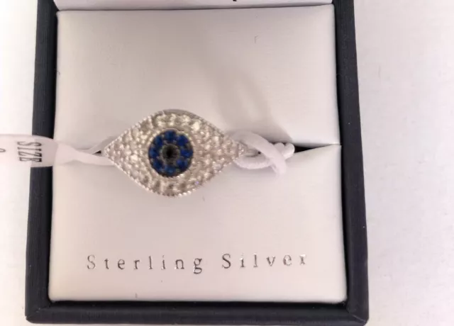 CONTESSA DI CAPRI Sterling Silver Blue Art Deco ring size 8