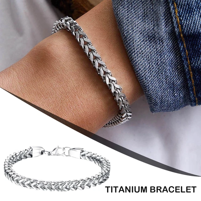 1x Bracciale Classico Bracciale Punk Uomo Oro Argento Nero Titanio Acciaio Trendy J1