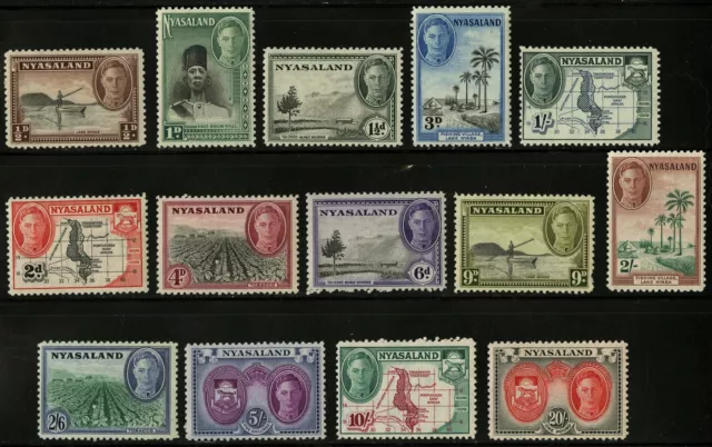 Nyasaland  1945  Scott # 68-81  Mint Very Lightly Hinged Set