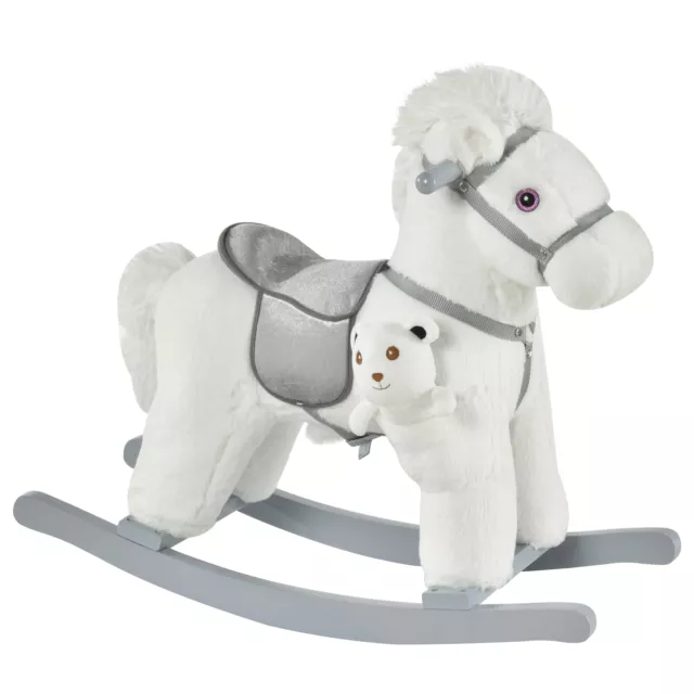 HOMCOM Kids Plush Ride-On Rocking Horse with Plush Toy Sound Handle Grip