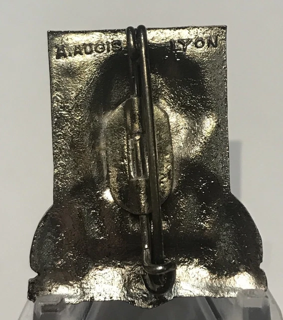 Insigne Ancien émaillé Blason Héraldique Villedieu-les-Poêles - A.Augis Lyon, Broche Laiton