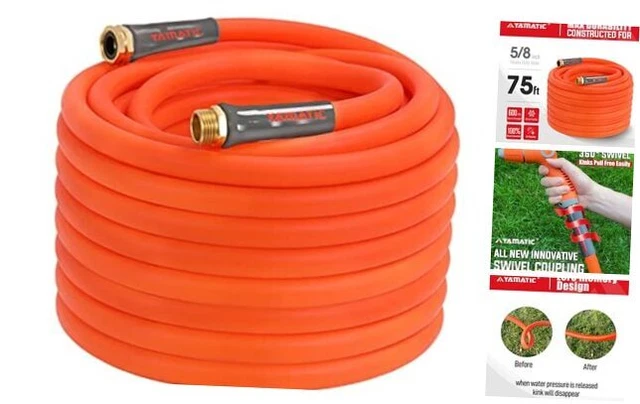 YAMATIC Heavy Duty Short Garden Hose 5/8 In X 5 Ft, Super Flexible Lea Hose All Weather Lightweight Ghse 5p05ah Wfs A