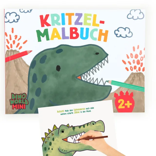 Dino World Malbuch MINI DINO Kritzel Malbuch für Kinder ab 2 Jahren