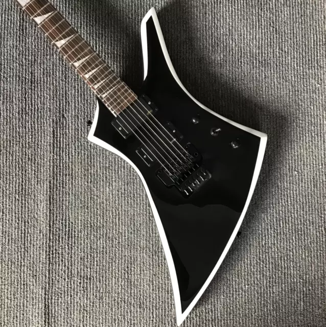 Custom Jack Electric Guitar Black 2H Pickups Silver Binding Guitar