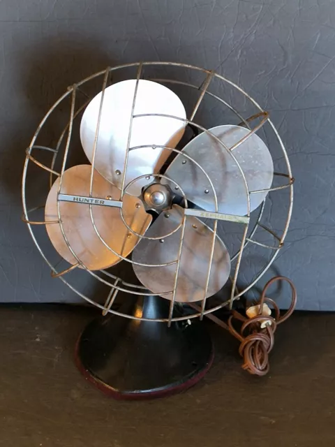 1930s Hunter Zephair Art Deco Industrial Oscillating Fan Steampunk Pre War Steel