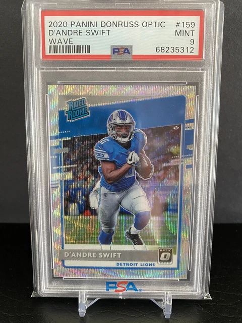 2020 Donruss Optic D'Andre Swift Silver Wave Prizm Rookie RC #159 PSA 9 / 199