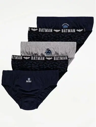 Slip biancheria intima ragazzi DC Comics Batman confezione da 5 nero grigio età 2-3