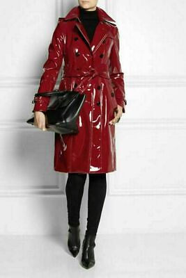 New Vinyl Women's Trench Coat Red And Black Overcoat All sizes