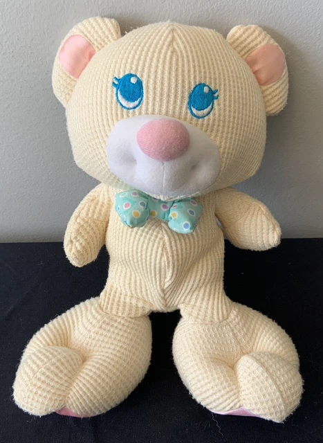 Fisher Price Cozies Plush Cream Bear Pink Satin Thermal Waffle Weave Lovey NICE!