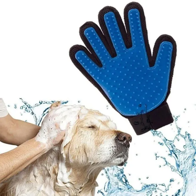 Pet Hair Gloves Brush Remover 1 Pair Dog Cat Comb Fur Mitt Massage Grooming Bath