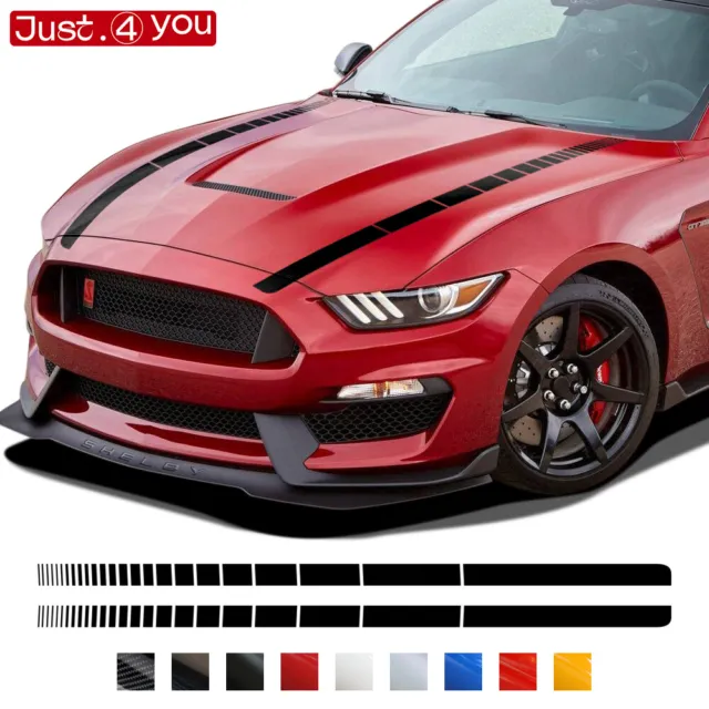 2X Car Hood Bonnet Stripes Decal Sticker For Ford Mustang Shelby GT GT350 GT500