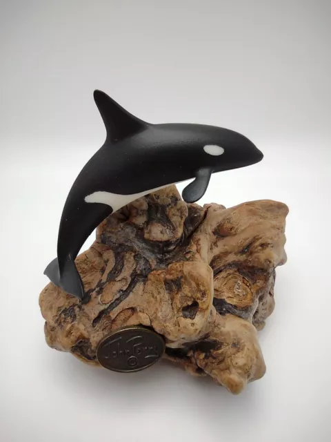 John Perry Orca Killer Whale Sculpture Figurine Statue Burl Wood Burlwood Ocean