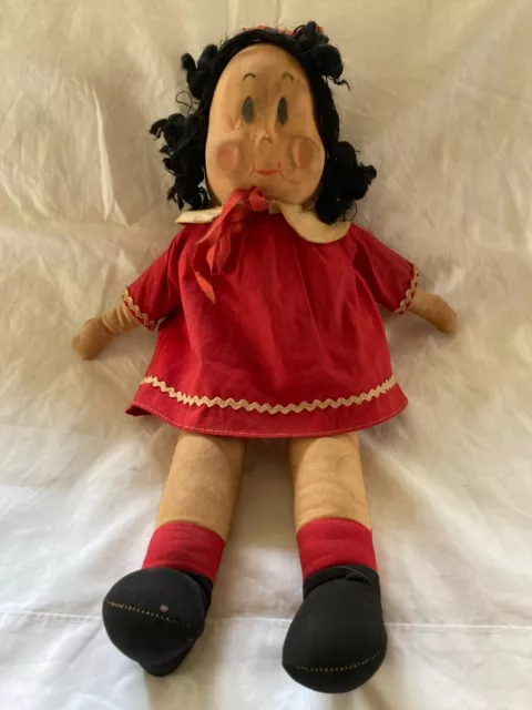 1940s Little Lulu Doll Cloth Doll Red Dress; Brand - Marge Georgene