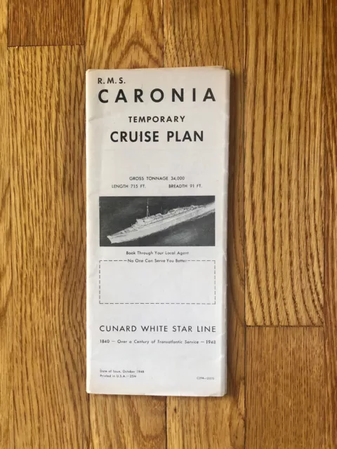 RMS Caronia Cruise Deck Plan / Cunard Line / 1948