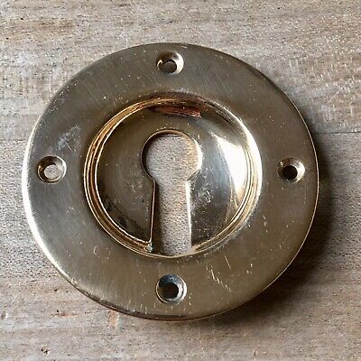 Round GIBBONS Antique Solid Brass Escutcheon Vintage Keyhole Cover Door Recessed