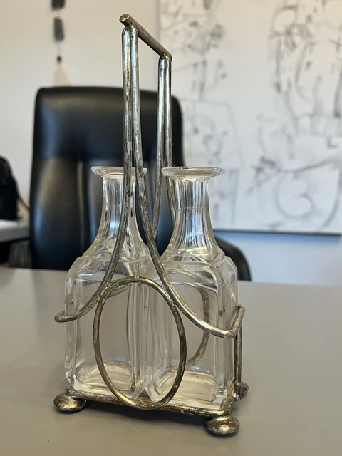 Oliera Aceto 2 In 1 Con Doppio Strato | Bottiglia Porta Olio E Aceto In Vetro | Capacità 330 Ml E 50 Ml | Versamento Angolato Antigoccia