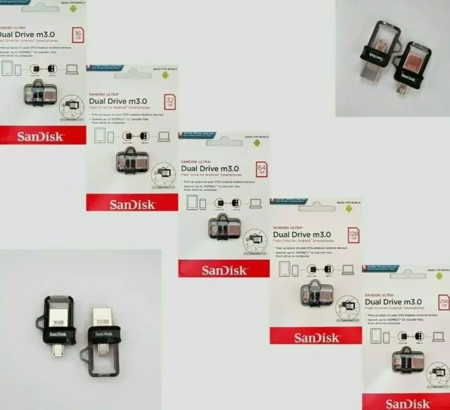 Sandisk Ultra USB 3.0 Dual USB Stick 16GB 32GB 64GB 128GB 256GB microUSB Stick