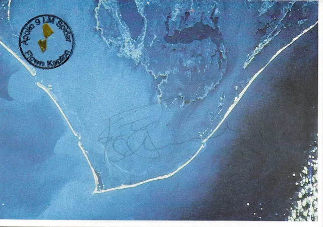 Apollo 9 Rusty Schweickart Signed Postcard With Apollo 9 Flown Kapton Foil