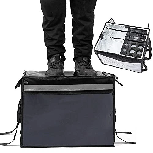 Updated Professional Insulated Food Delivery Bag with Support Frame and Plastic