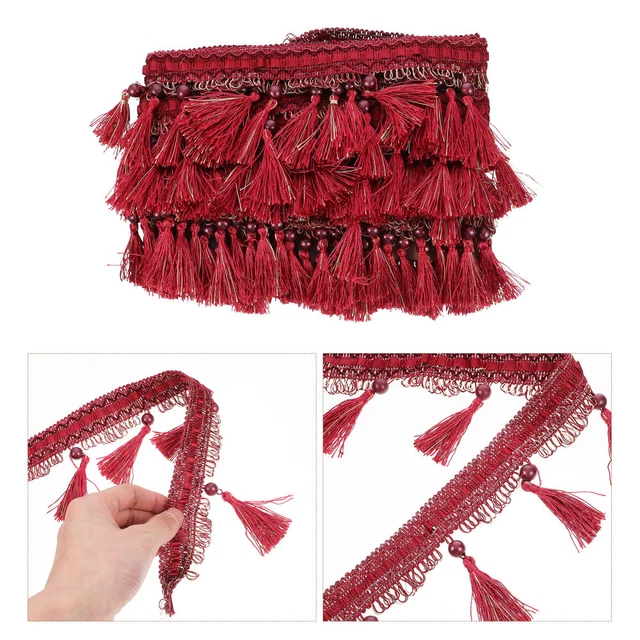 Revestimiento con flecos bordado revestimiento decorativo borde de cortina hágalo usted mismo - material de coser